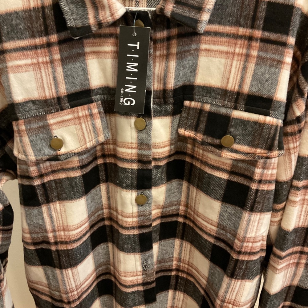 Nwt, Oversized Plaid Shacket By Timimg, Size Large - image 5